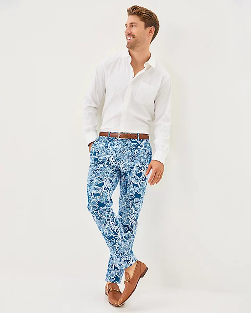 Lilly Pulitzer Men's Stuff 34" Mizner Stretch Pant Starlight Navy Unforgettable