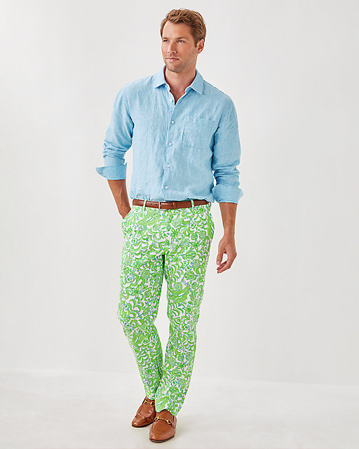 Lilly Pulitzer Men's Stuff Addison Shirt Blue Peri X Resort White