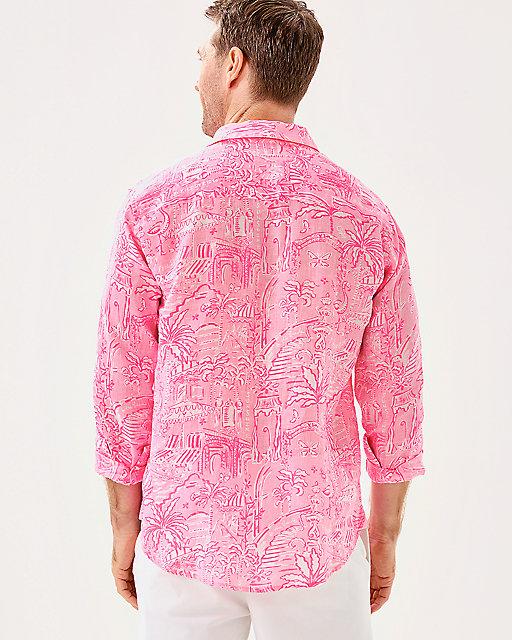 Lilly Pulitzer Men's Stuff Addison Shirt Conch Shell Pink Pennys Playground