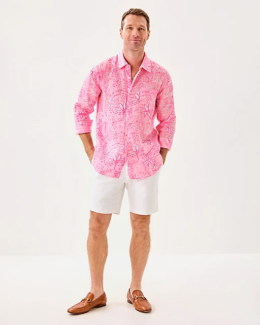 Lilly Pulitzer Men's Stuff Addison Shirt Conch Shell Pink Pennys Playground