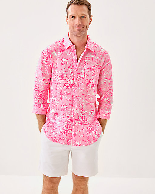 lilly pulitzer Men's Stuff Addison Shirt Conch Shell Pink Pennys Playground