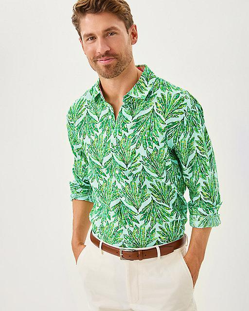 Lilly Pulitzer Men's Stuff Addison Shirt Kitts Green Shady Babe