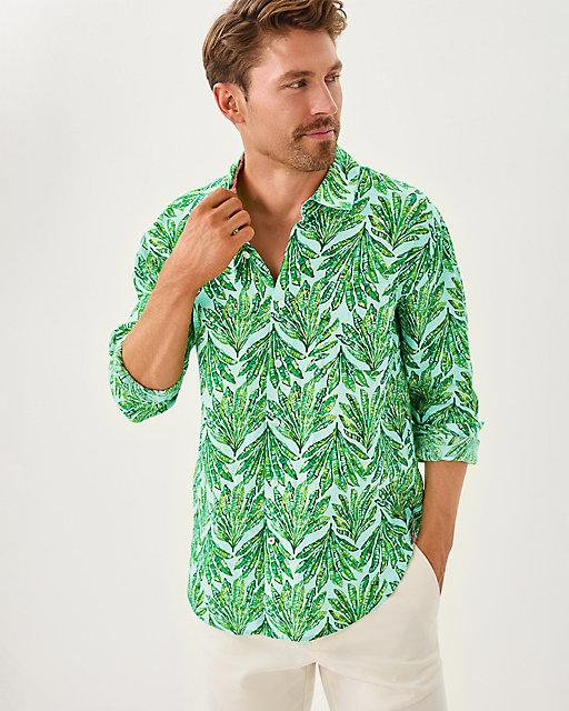 Lilly Pulitzer Men's Stuff Addison Shirt Kitts Green Shady Babe