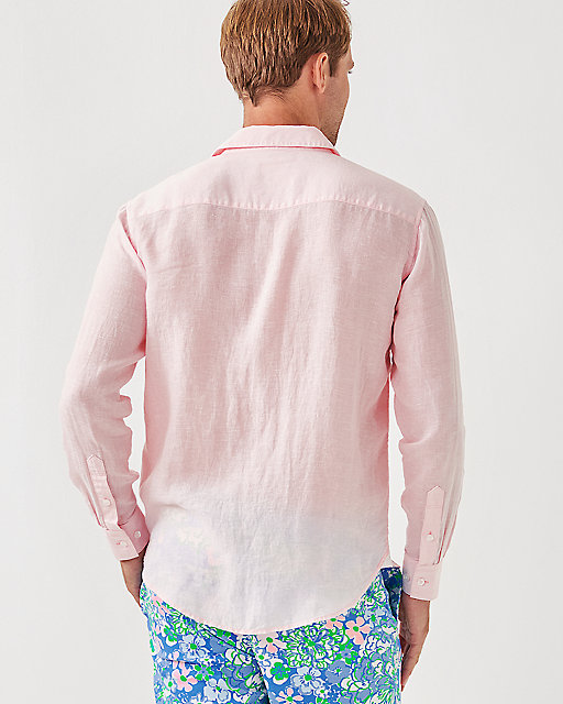 Lilly Pulitzer Men's Stuff Addison Shirt Pink Muse X Resort White