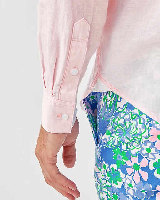 Lilly Pulitzer Men's Stuff Addison Shirt Pink Muse X Resort White