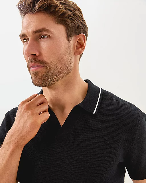 Lilly Pulitzer Men's Stuff Devonn Polo Sweater Noir