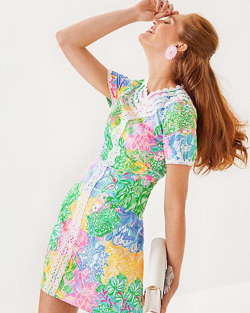 Lilly Pulitzer Mila Short Sleeve Shift Dress Multi Bright Delight Patch