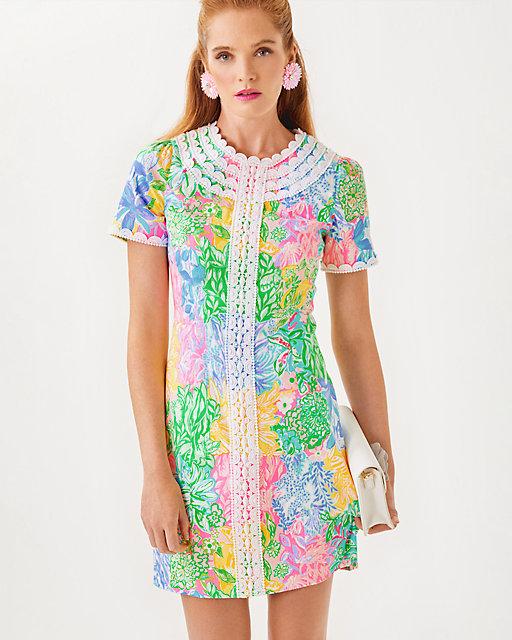 lilly pulitzer Mila Short Sleeve Shift Dress Multi Bright Delight Patch