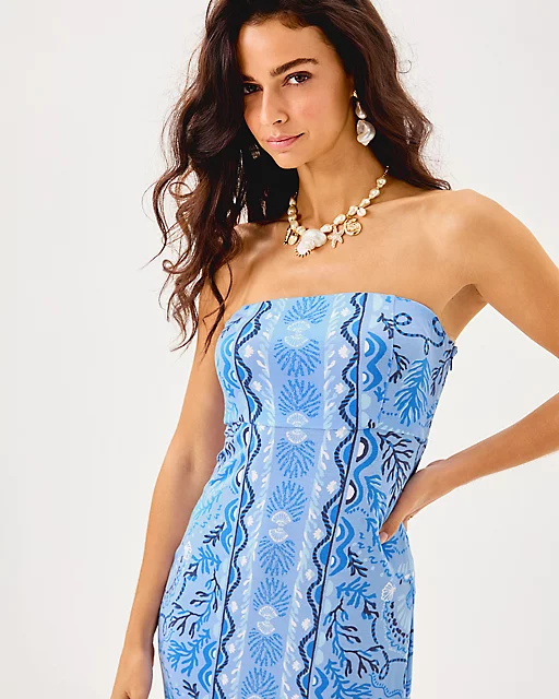 Lilly Pulitzer Noa Strapless Maxi Dress Jacaranda Blue Knotty And Nice Engineered Knit Maxi