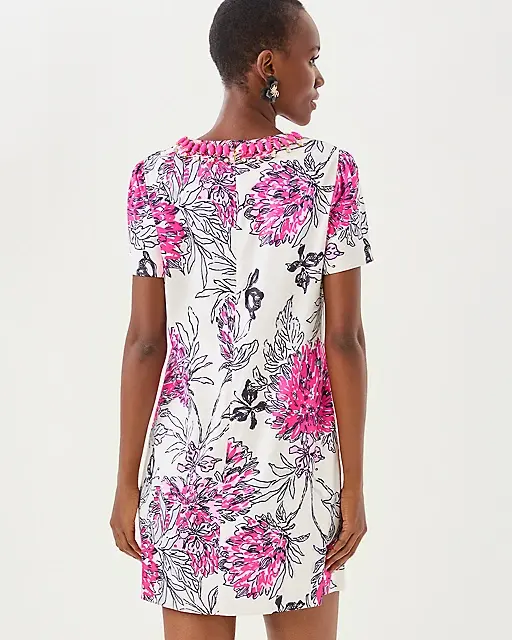 Lilly Pulitzer Olive Beaded Stretch Shift Dress Coconut All Dahled Up Luxe