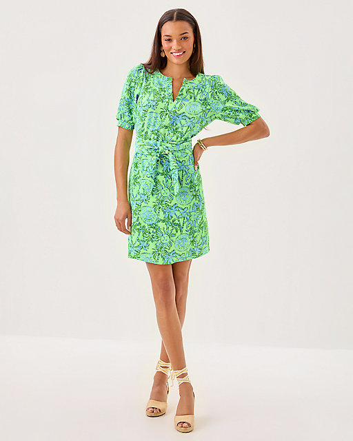 Lilly Pulitzer Olivine Short Sleeve Dress Cool Mint Catchin Rays