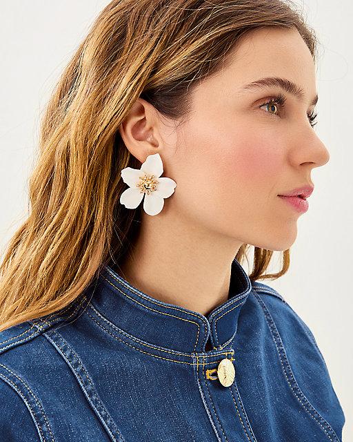 Lilly Pulitzer Oversized Orchid Earrings Resort White