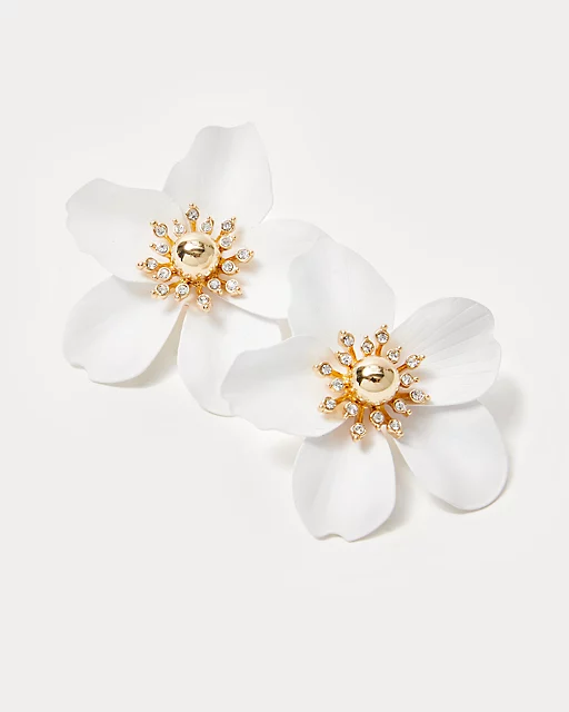 Lilly Pulitzer Oversized Orchid Earrings Resort White