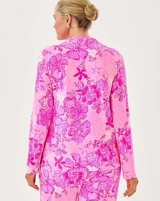 Lilly Pulitzer Pajama Knit Button-Up Top Parigi Pink Supporting Squad