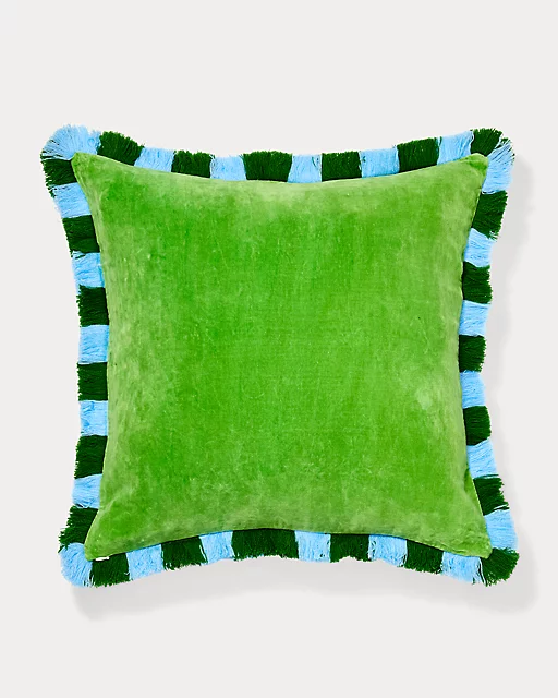 Lilly Pulitzer Pillow Cover With Striped Fringe Coconut Swayin In The Breeze