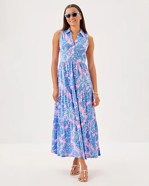 Lilly Pulitzer Riegan Maxi Dress Conch Shell Pink Up Scale