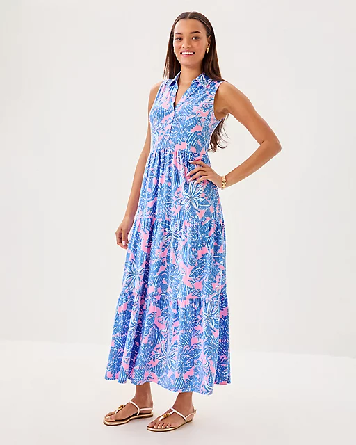 Lilly Pulitzer Riegan Maxi Dress Conch Shell Pink Up Scale