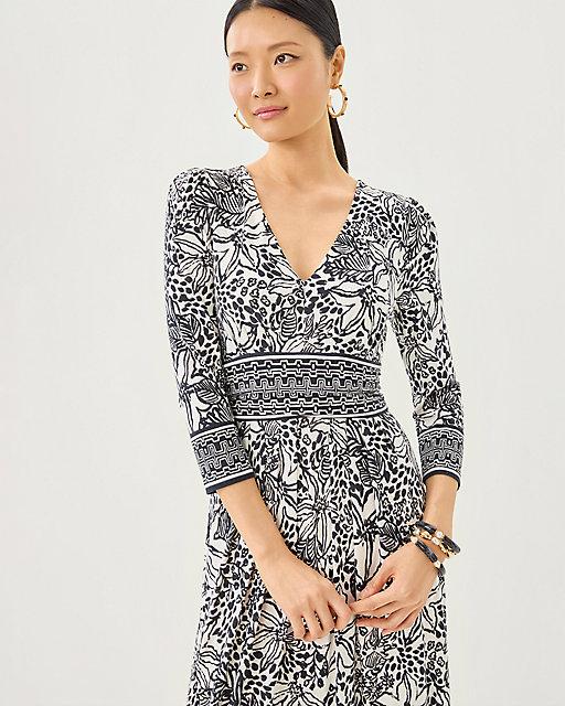 Lilly Pulitzer Roslynne V-Neck Maxi Dress Onyx Lots To Spot Engineered Knit Maxi