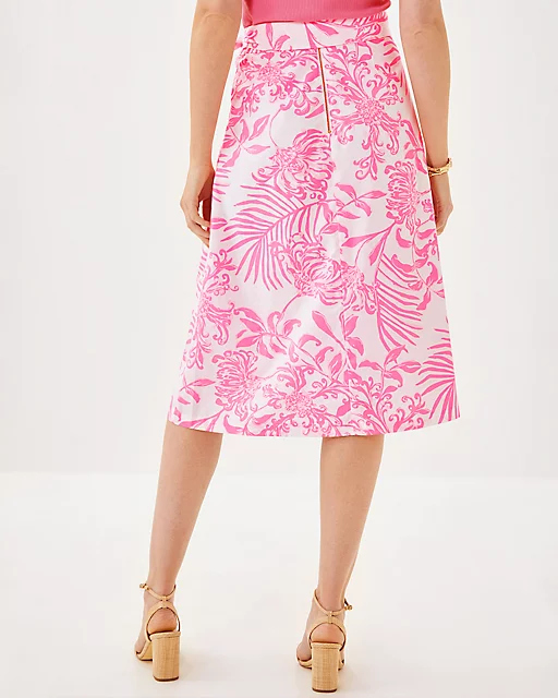 Lilly Pulitzer Rowena Midi Skirt Rousseau Pink Glisten In The Sun