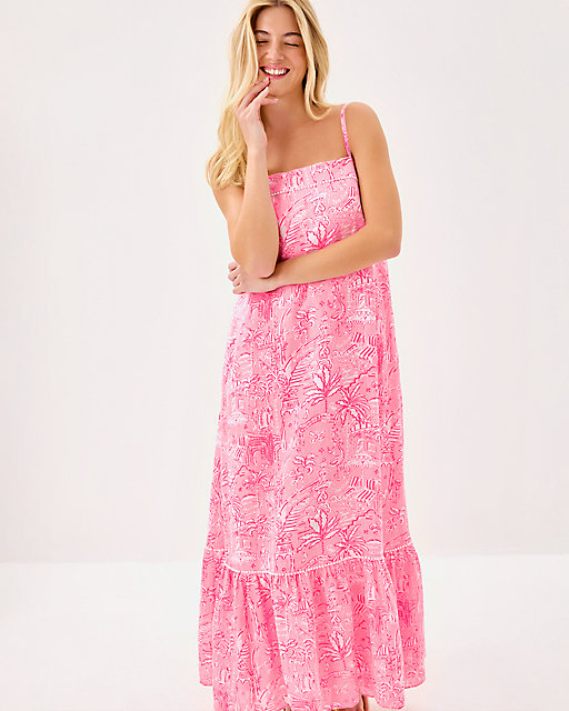 Lilly Pulitzer Rozalie Linen Maxi Dress Conch Shell Pink Pennys Playground