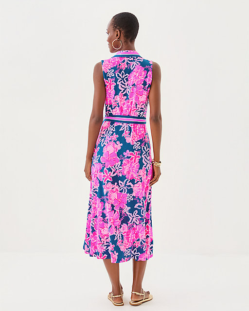 Lilly Pulitzer Ryland Midi Shirtdress Starlight Navy Once And Floral Engineered Knit Dress