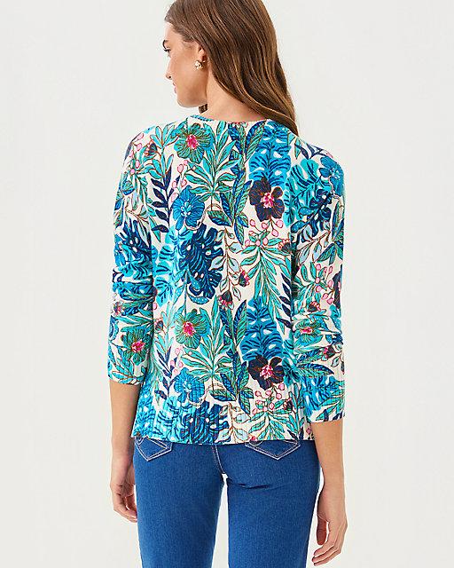 Lilly Pulitzer Salima Sweater Breezy Aqua Best Fronds Forever