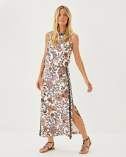 Lilly Pulitzer Sanders High Rise Maxi Skirt Coconut Take Meowt