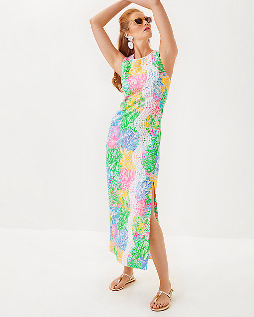 Lilly Pulitzer Sarabeth Maxi Shift Dress Multi Bright Delight Patch