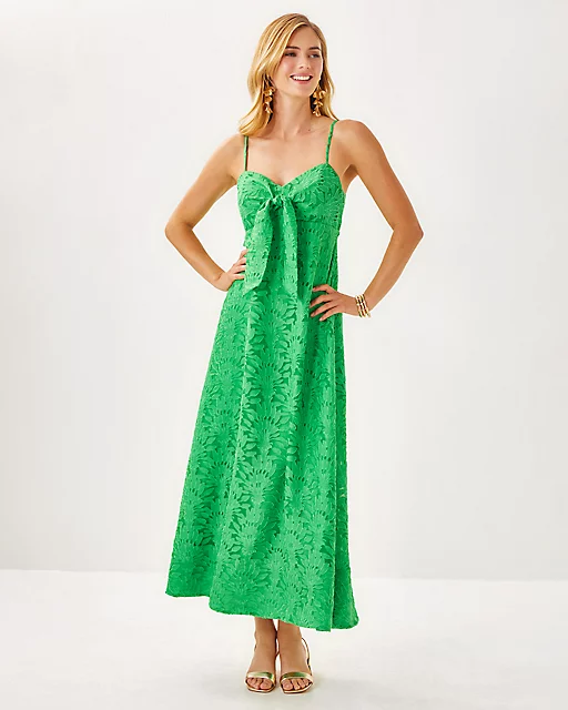 Lilly Pulitzer Sarahlynne Maxi Dress Fauna Green Stacked Palm Burnout