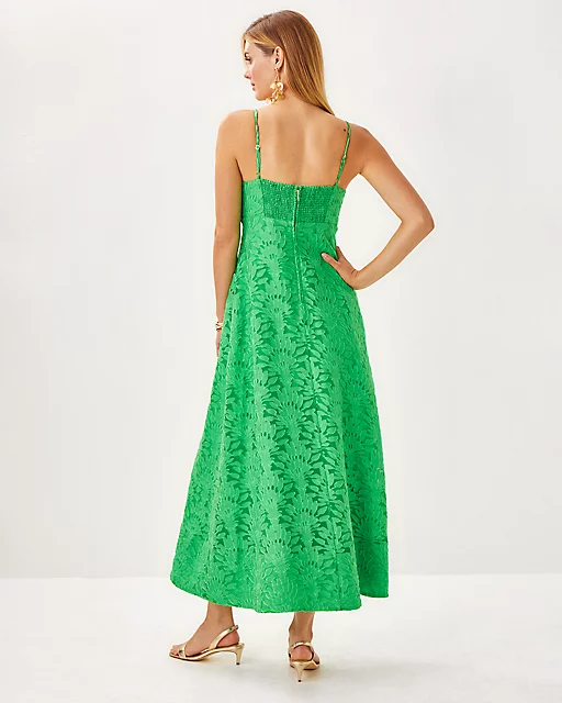 Lilly Pulitzer Sarahlynne Maxi Dress Fauna Green Stacked Palm Burnout