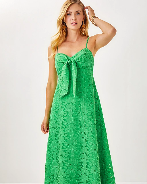 Lilly Pulitzer Sarahlynne Maxi Dress Fauna Green Stacked Palm Burnout