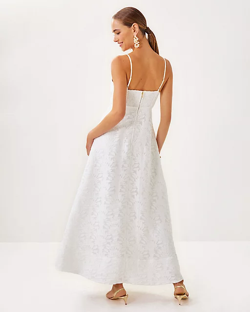 Lilly Pulitzer Sarahlynne Maxi Dress Resort White Stacked Palm Burnout