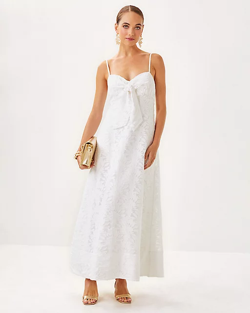 lilly pulitzer Sarahlynne Maxi Dress Resort White Stacked Palm Burnout