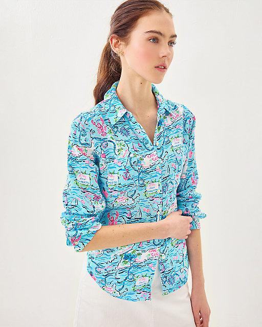 lilly pulitzer Sea View Linen Button Down Top Bali Blue Lilly Loves Cape Cod lilly pulitzer Sea View Linen Button Down Top Bali Blue Lilly Loves Cape Cod