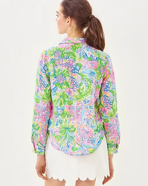 Lilly Pulitzer Sea View Linen Button Down Top Multi Lilly Loves Hawaii