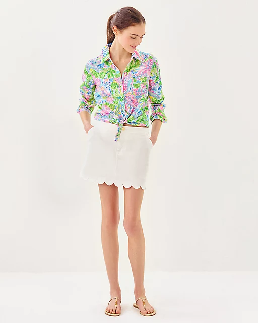 Lilly Pulitzer Sea View Linen Button Down Top Multi Lilly Loves Hawaii