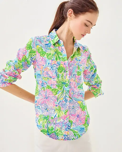 lilly pulitzer Sea View Linen Button Down Top Multi Lilly Loves Hawaii