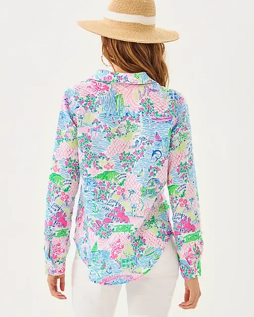 Lilly Pulitzer Sea View Linen Button Down Top Multi Lilly Loves Marthas Vineyard