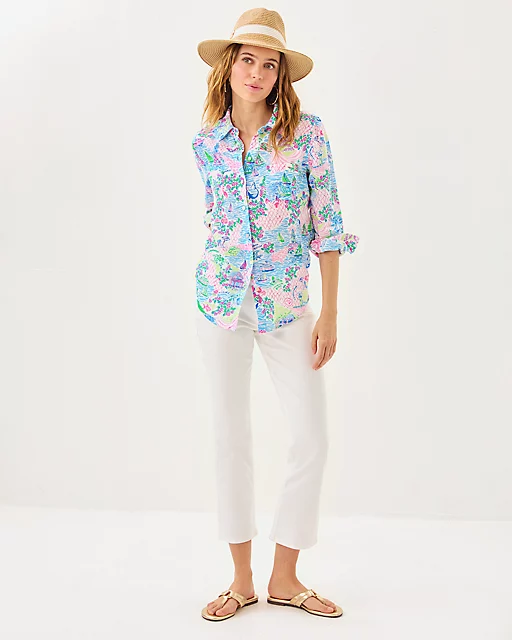 Lilly Pulitzer Sea View Linen Button Down Top Multi Lilly Loves Marthas Vineyard