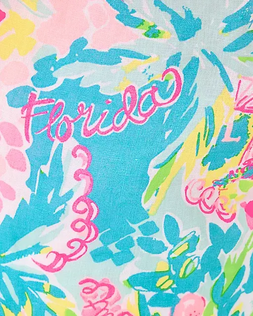 Lilly Pulitzer Sea View Linen Button Down Top Multi Sunshine State Of Mind