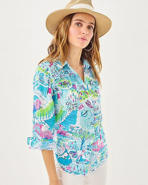 lilly pulitzer Sea View Linen Button Down Top Whisper Blue Lilly Loves Nantucket
