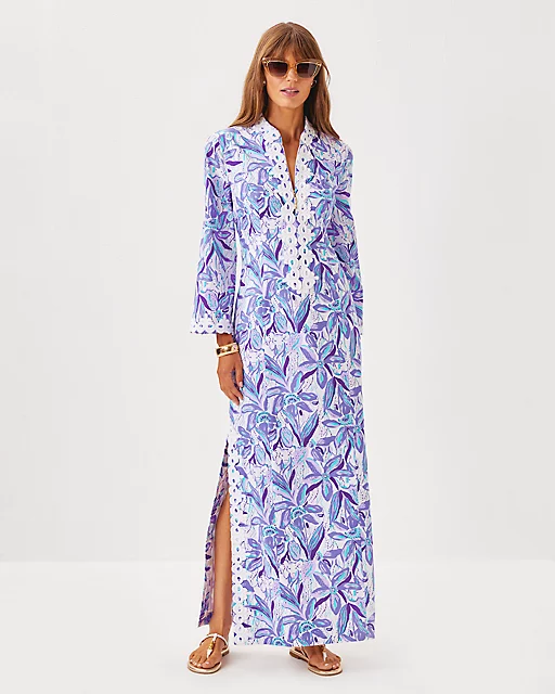 Lilly Pulitzer Shealyn Stretch Maxi Caftan Tropicalia Purple Elephant In The Bloom