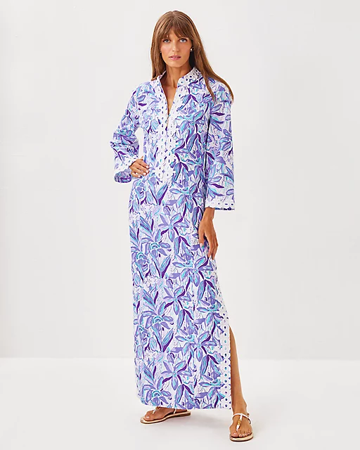 Lilly Pulitzer Shealyn Stretch Maxi Caftan Tropicalia Purple Elephant In The Bloom