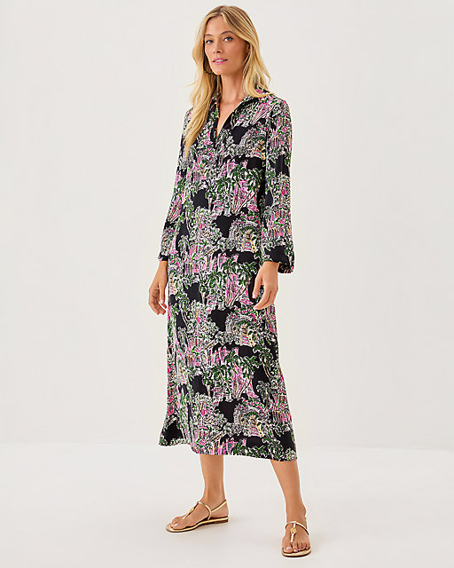 Lilly Pulitzer Simona Midi Dress Onyx Pb Anniversary Toile
