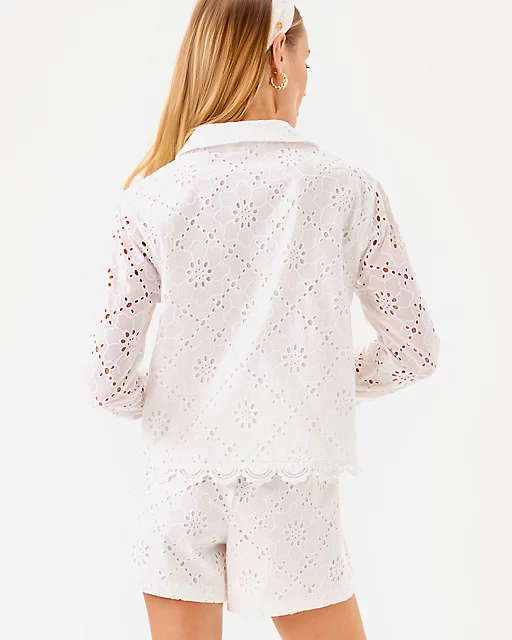 Lilly Pulitzer Singrid Eyelet Top Resort White Beach Haven Eyelet