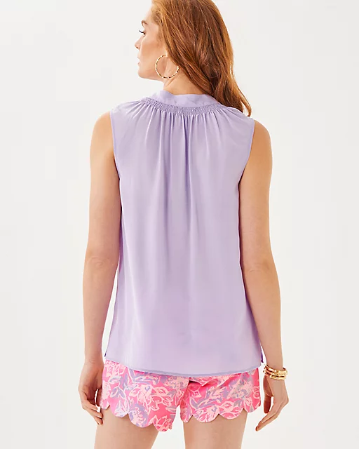 Lilly Pulitzer Sleeveless Elsa Silk Top Water Hyacinth