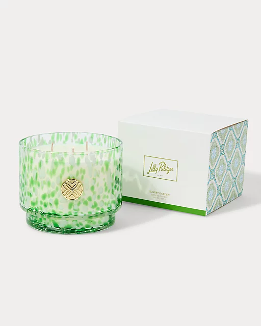 Lilly Pulitzer Speckled Glass Candle Speckled Peninsula Green