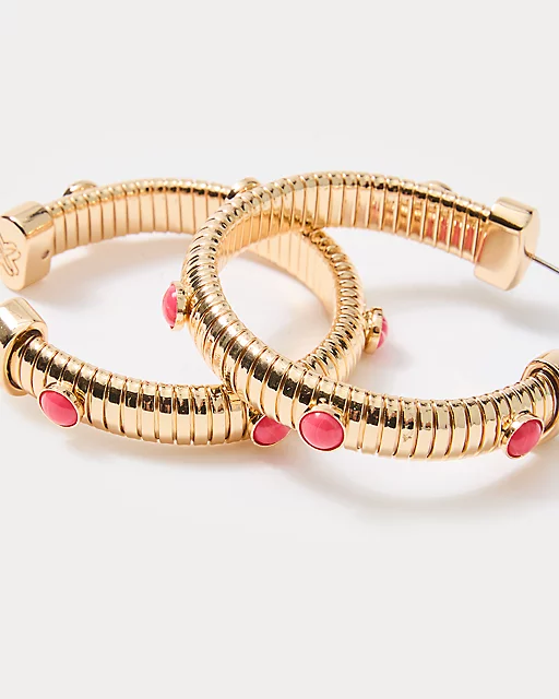 Lilly Pulitzer Sunbelievable Hoop Earrings Cane Coral