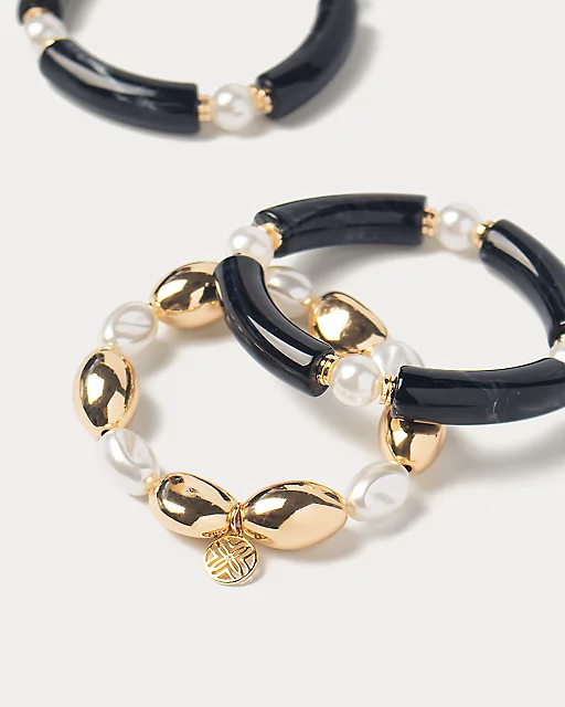 Lilly Pulitzer Sunset Shadows Stretch Bracelet Set Noir