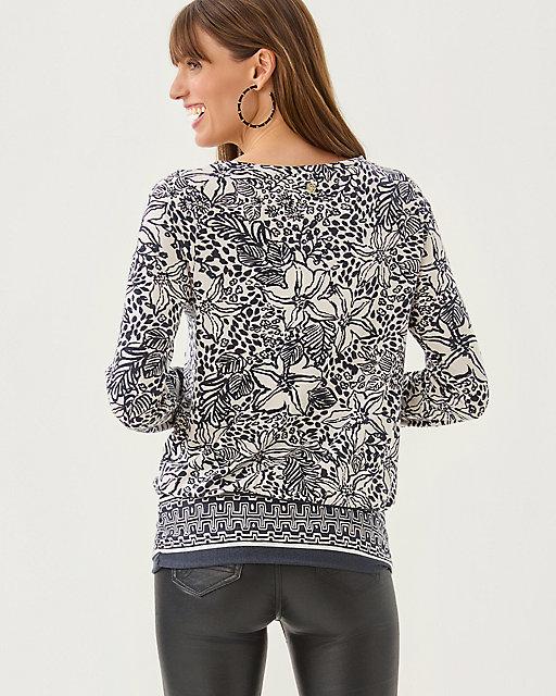 Lilly Pulitzer Tamika Top Onyx Lots To Spot Engineered Knit Top